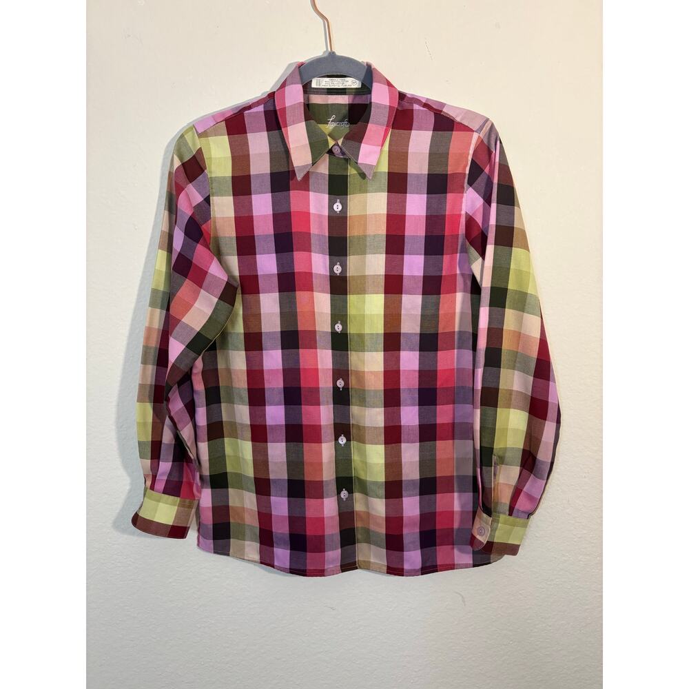 FOXCROFT Wmn Sz 4P Multi Colored Plaid Poplin Wrinkle Free Button Down